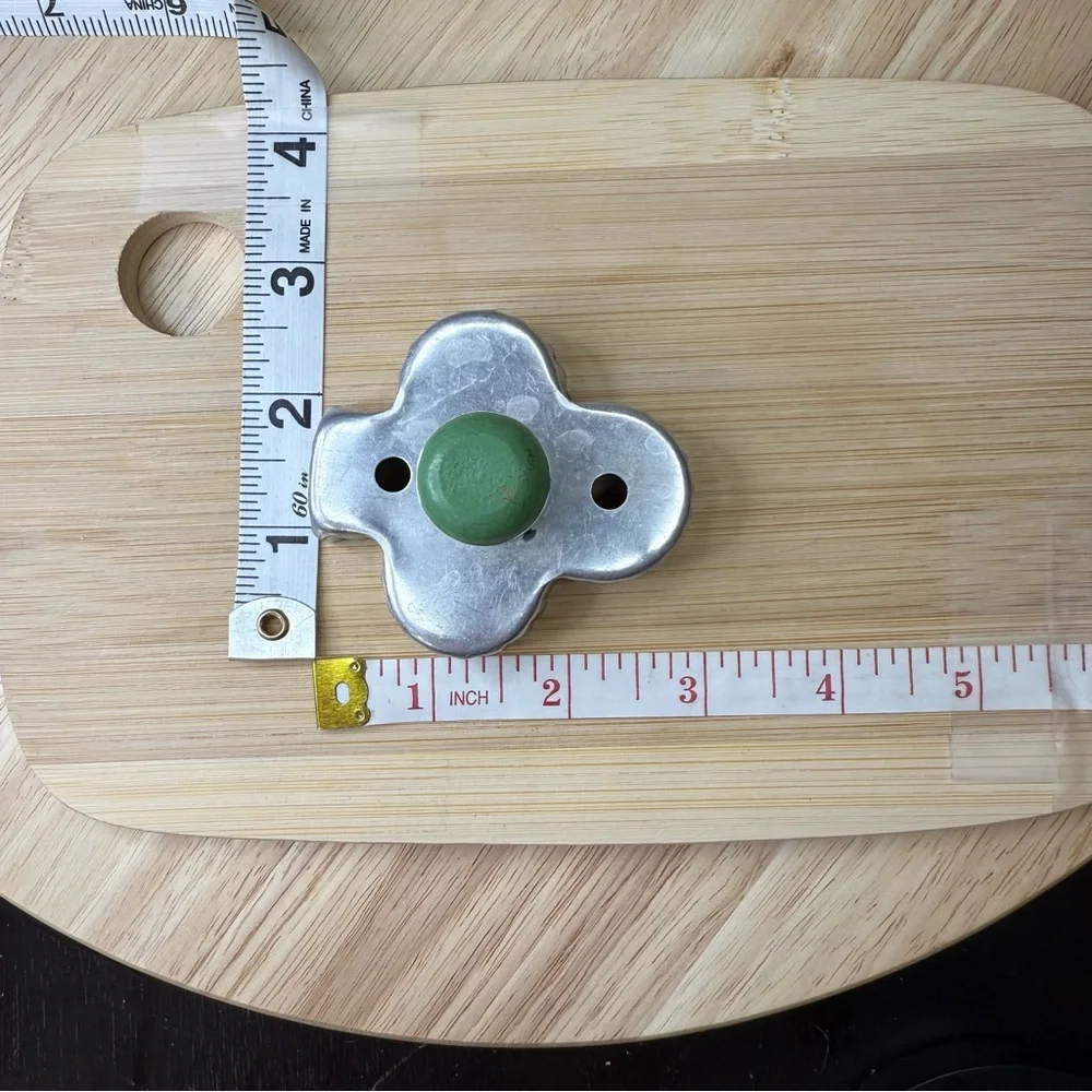 Vintage Silver Club with Green Wooden Handle Cookie Cutter